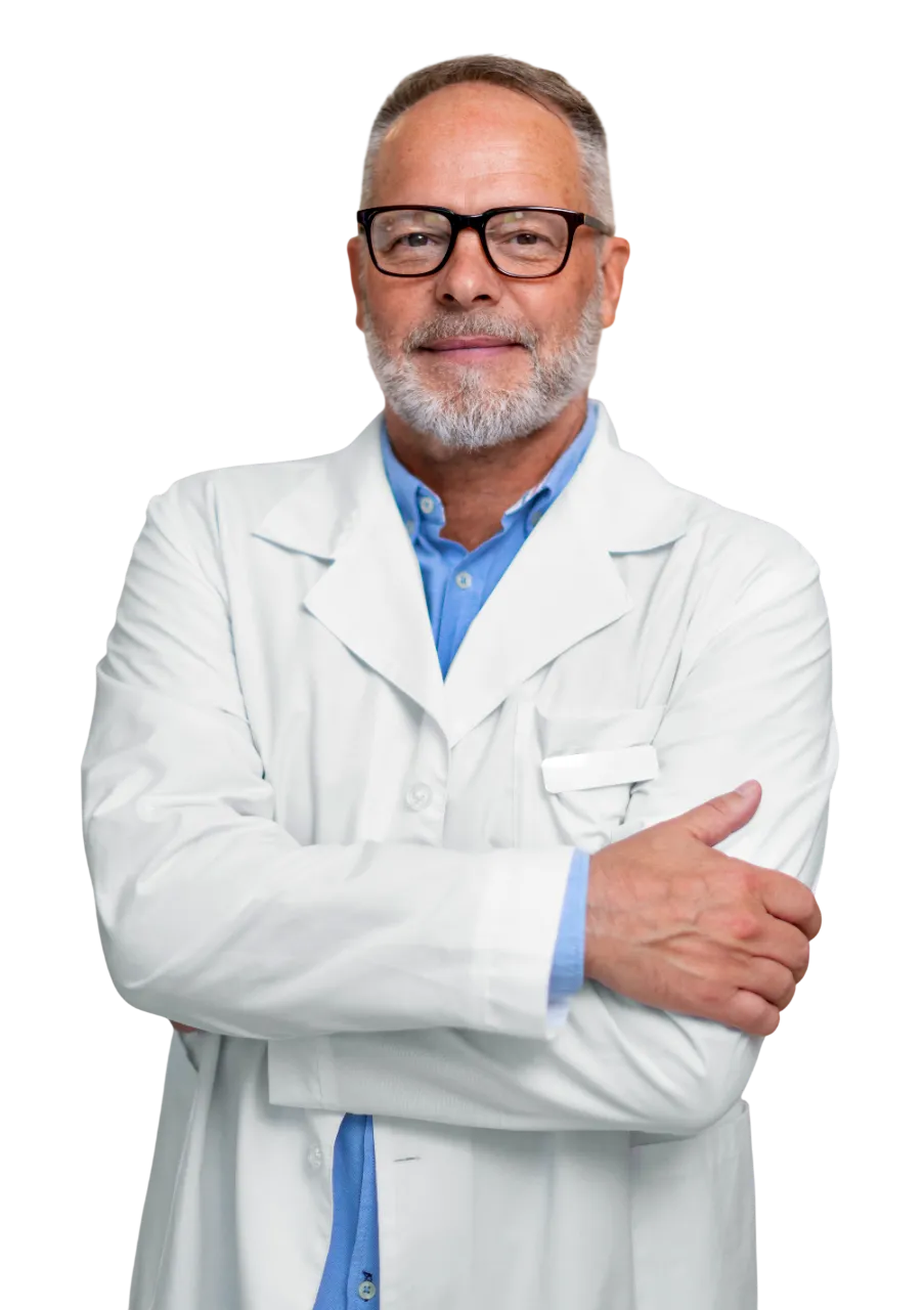 Surgeon in live transmission